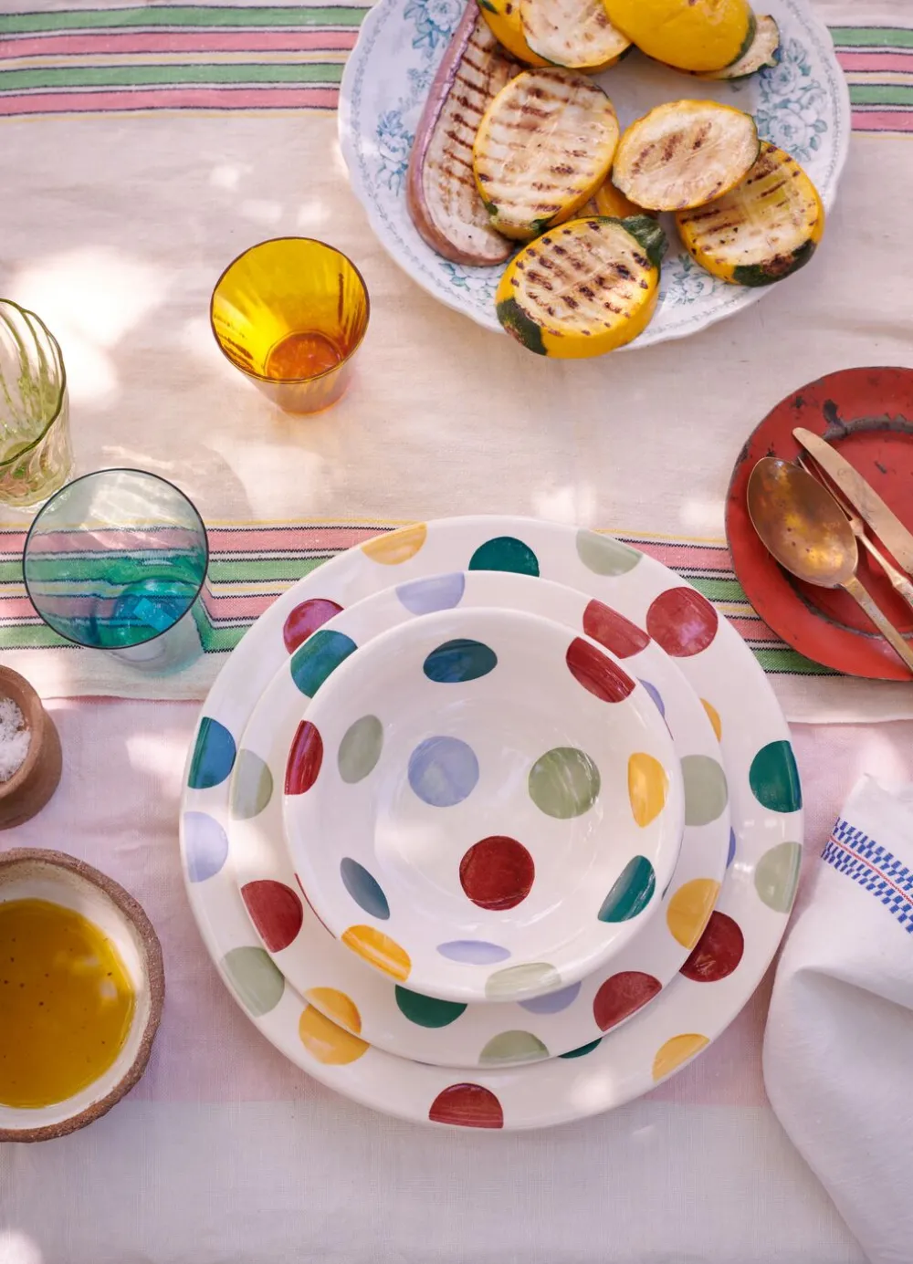 Big Polka Dots Large Dinner Plate, 10.5 Inch
