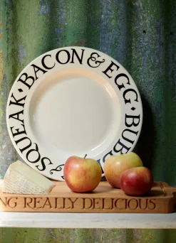 Black Toast Bacon & Egg Large Dinner Plate, 10.5 Inch