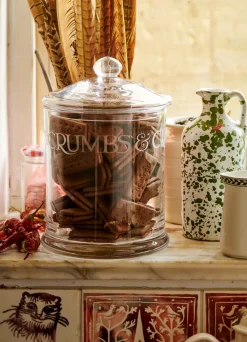 Black Toast Crystal Glass Biscuit Jar