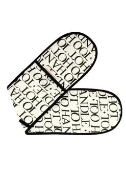 Black Toast Double Oven Glove & Tea Towel Set