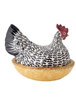 Black Toast Large Silver Hen on Nest