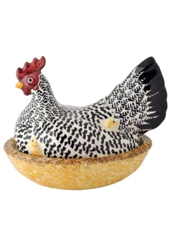 Black Toast Large Silver Hen on Nest