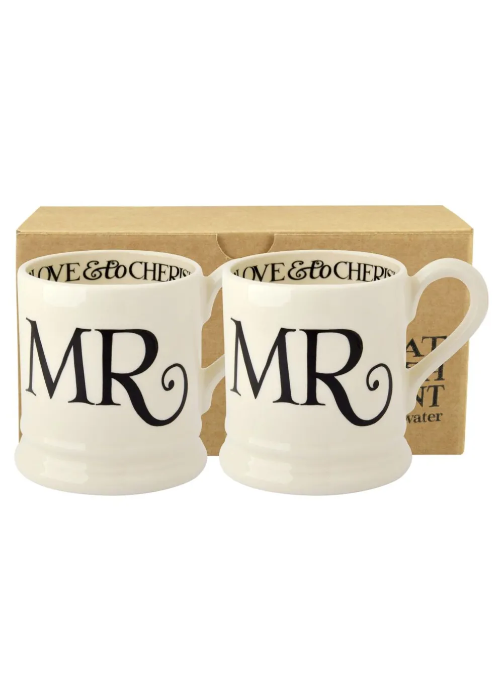 Black Toast 'Mr & Mr' Set of 2 1/2 Pint Mugs Boxed