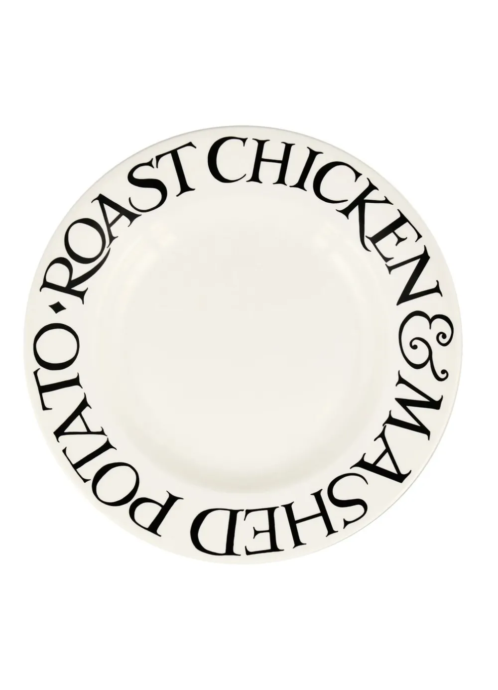 Black Toast Roast Chicken Large Dinner Plate, 10.5 Inch