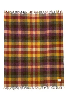 Brown Check Wool Throw 140Cm X 185Cm
