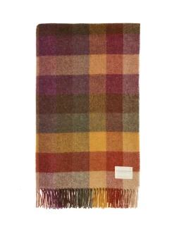Brown Check Wool Throw 140Cm X 185Cm