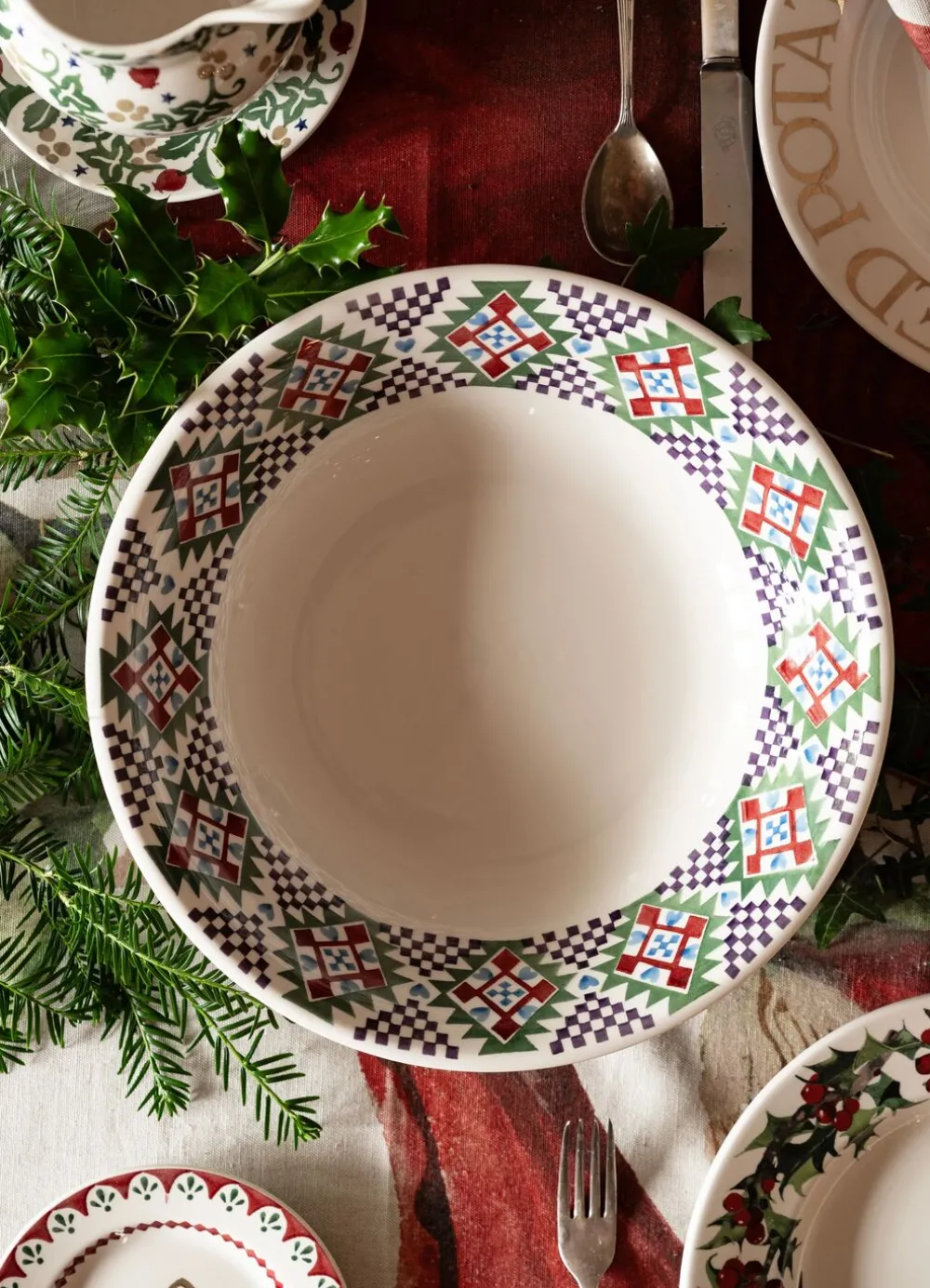 Christmas Quilt Large Dish