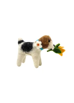 Dog With Daffodil Felt Decoration