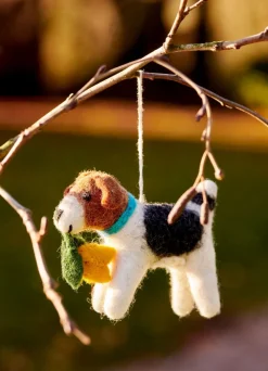 Dog With Daffodil Felt Decoration