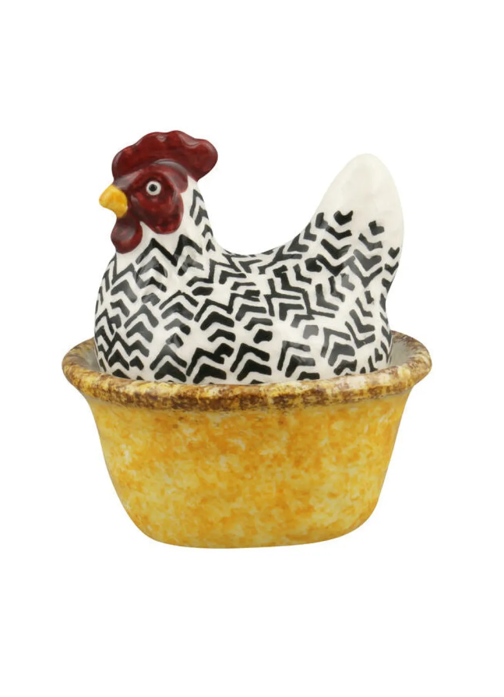 Handpainted Silver Small Hen On Nest