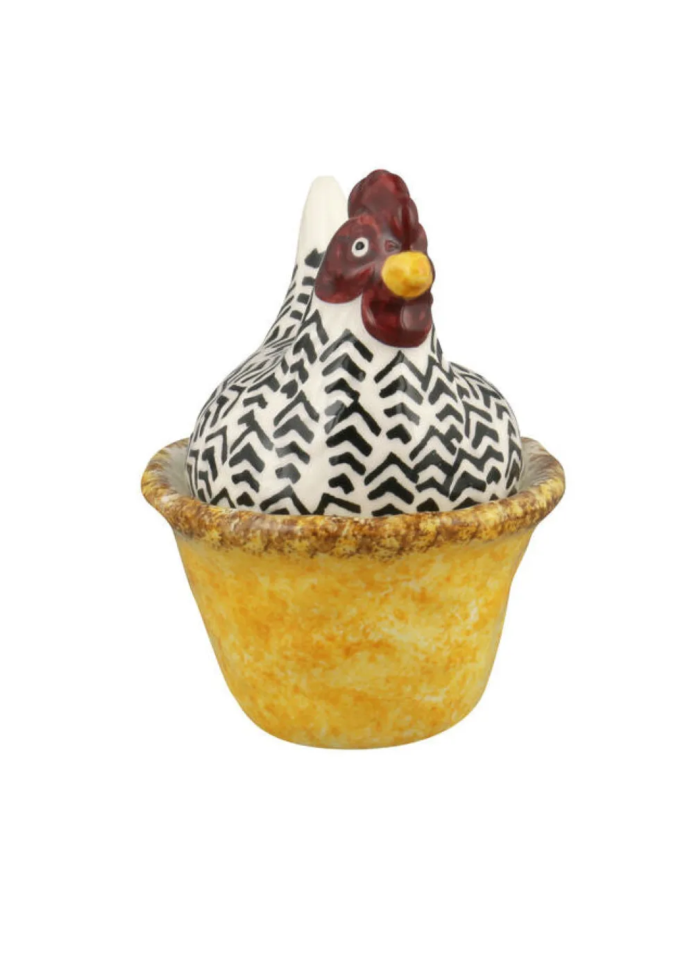 Handpainted Silver Small Hen On Nest