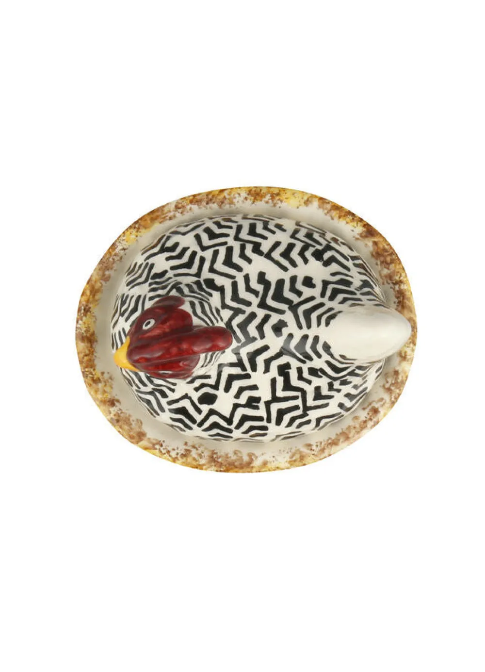 Handpainted Silver Small Hen On Nest