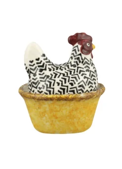 Handpainted Silver Small Hen On Nest