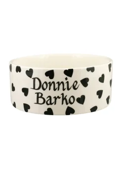 Personalised Black Hearts Large Pet Bowl