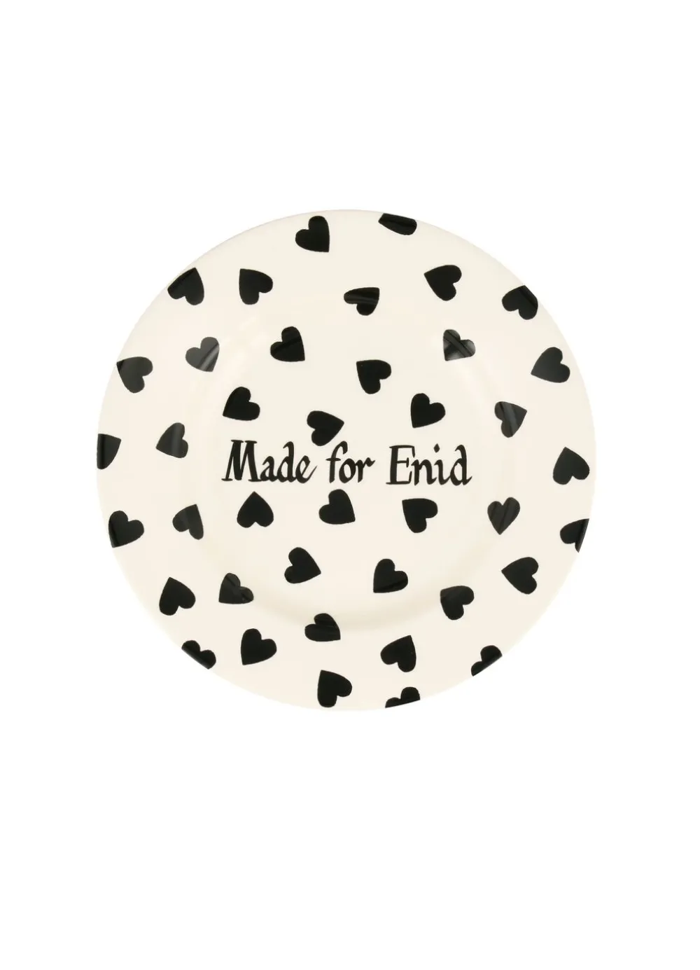 Personalised Black Hearts Medium Dinner Plate, 8.5 Inch