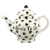 Personalised Black Hearts 4 Mug Teapot