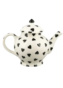 Personalised Black Hearts 4 Mug Teapot