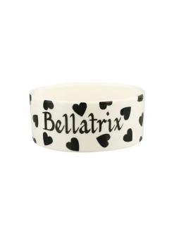 Personalised Black Hearts Small Pet Bowl