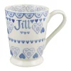 Personalised Blue Sampler Cocoa Mug