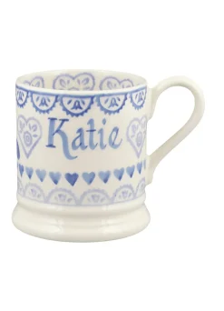 Personalised Blue Sampler 1/2 Pint Mug