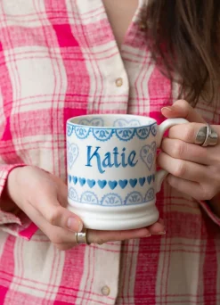 Personalised Blue Sampler 1/2 Pint Mug