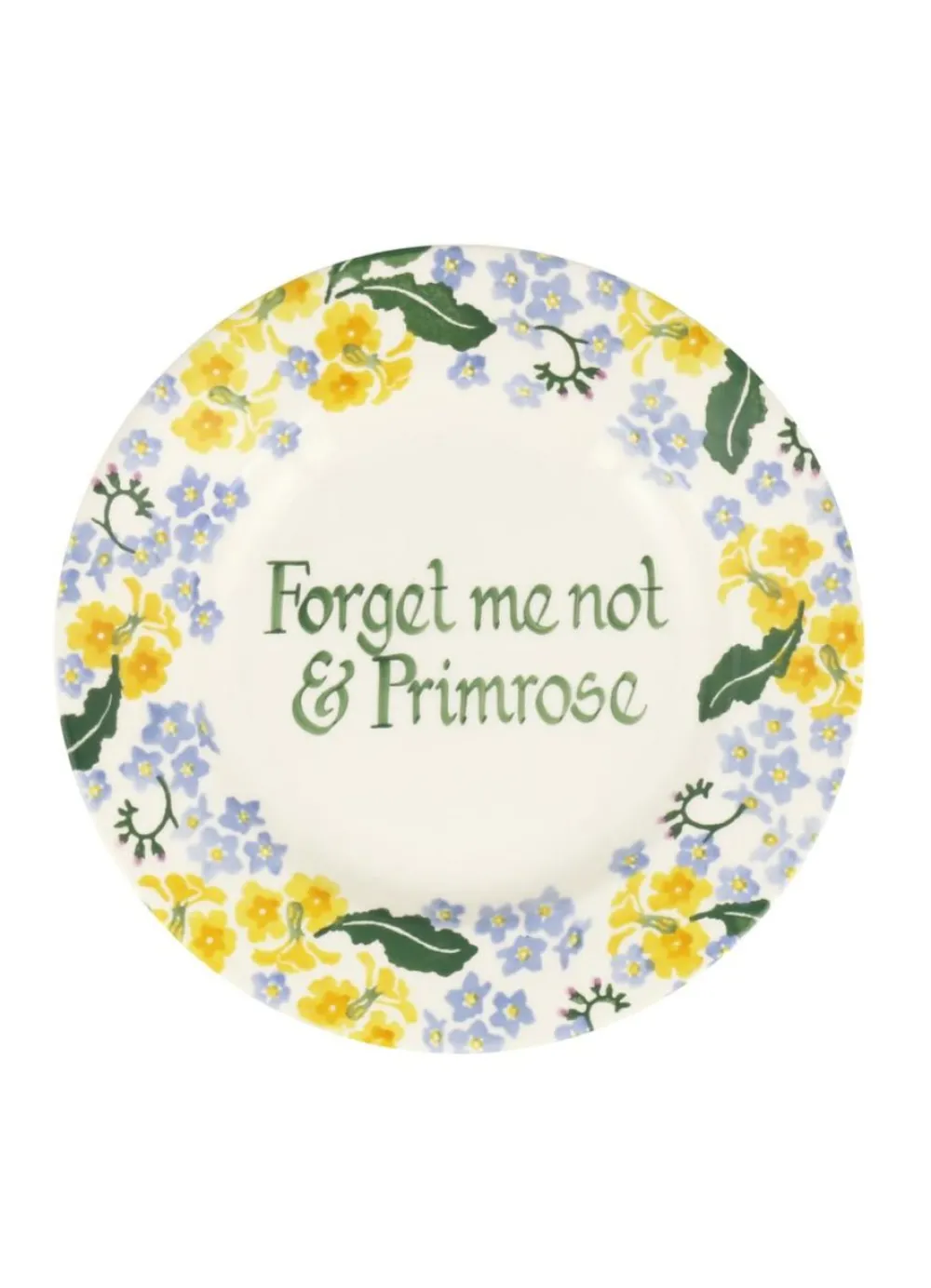 Personalised Forget Me Not & Primrose Medium Dinner Plate, 8.5 Inch