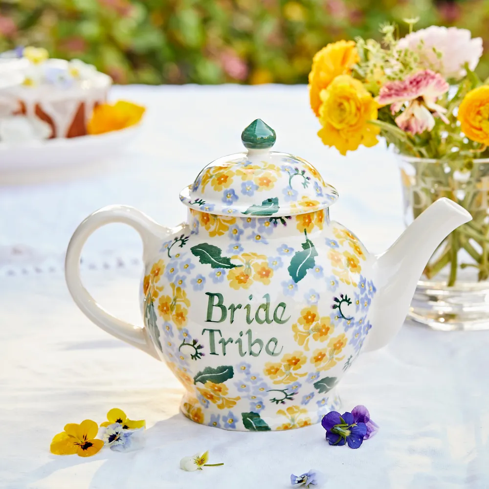 Personalised Forget Me Not & Primrose 4 Mug Teapot