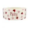 Personalised Pink Hearts Large Pet Bowl