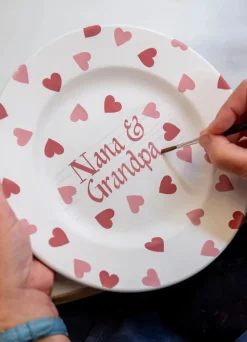 Personalised Pink Hearts Medium Dinner Plate, 8.5 Inch
