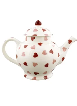Personalised Pink Hearts 4 Mug Teapot