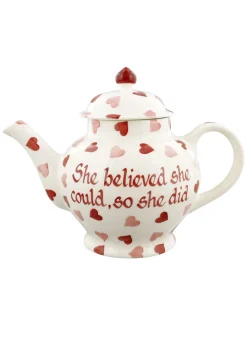 Personalised Pink Hearts 4 Mug Teapot