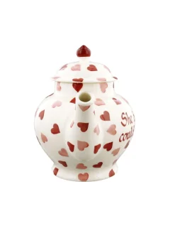 Personalised Pink Hearts 4 Mug Teapot
