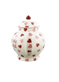 Personalised Pink Hearts 4 Mug Teapot