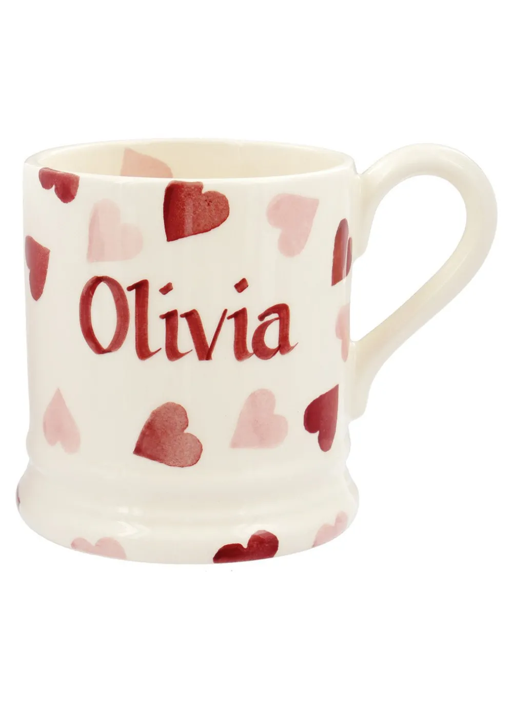 Personalised Pink Hearts 1/2 Pint Mug