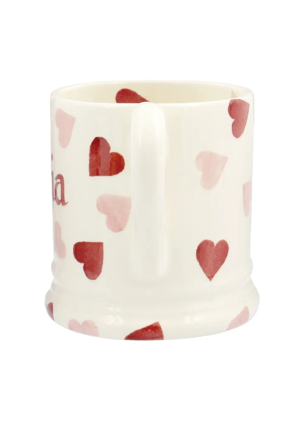 Personalised Pink Hearts 1/2 Pint Mug
