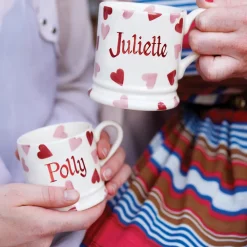 Personalised Pink Hearts Small Mug