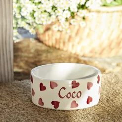 Personalised Pink Hearts Small Pet Bowl