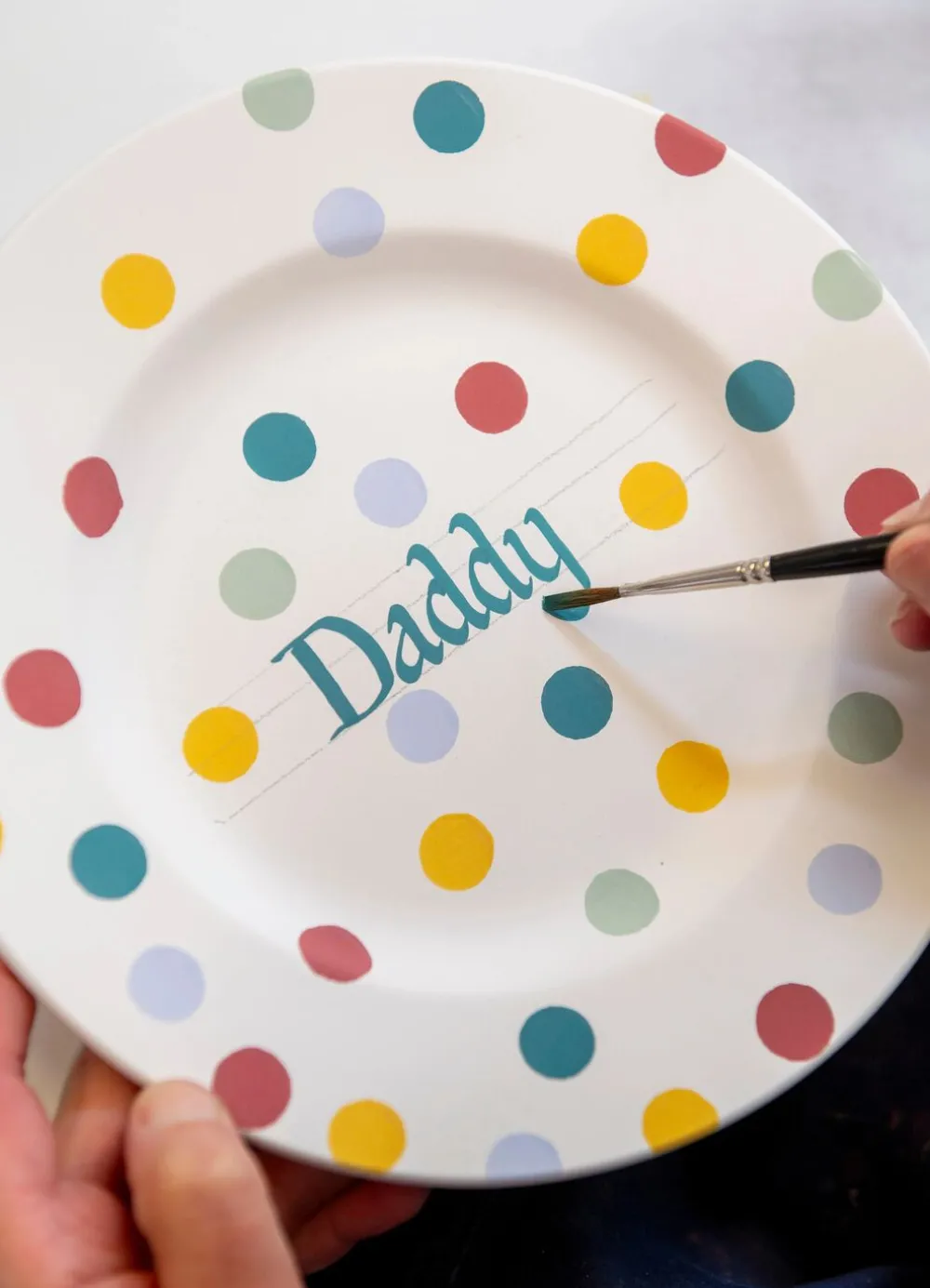 Personalised Polka Dot Medium Dinner Plate, 8.5 Inch