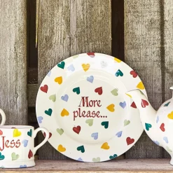 Personalised Polka Hearts Medium Dinner Plate, 8.5 Inch