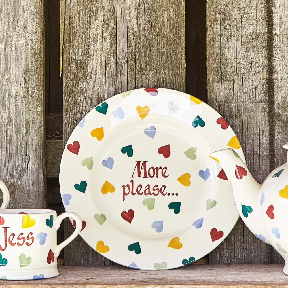 Personalised Polka Hearts Medium Dinner Plate, 8.5 Inch