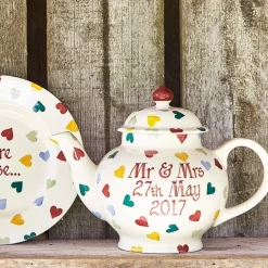Personalised Polka Hearts 4 Mug Teapot