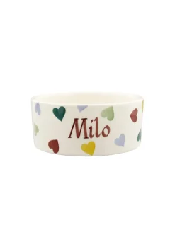 Personalised Polka Hearts Small Pet Bowl
