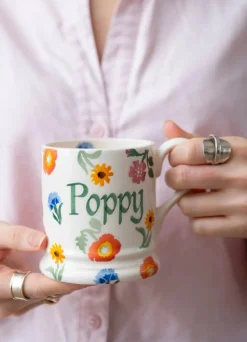 Personalised Poppies & Pinks 1/2 Pint Mug