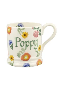 Personalised Poppies & Pinks 1/2 Pint Mug