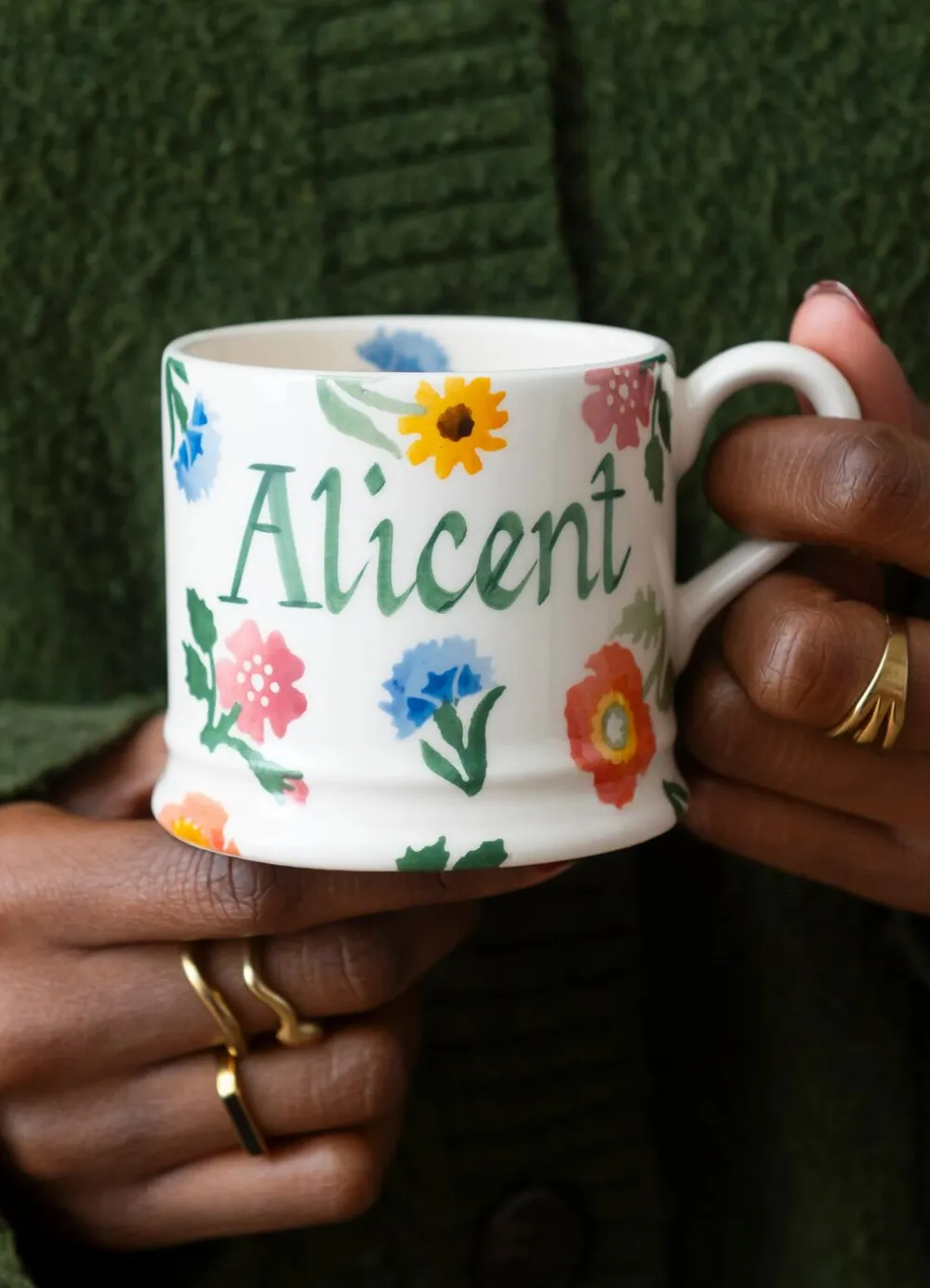 Personalised Poppies & Pinks Small Mug