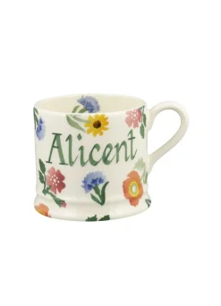 Personalised Poppies & Pinks Small Mug