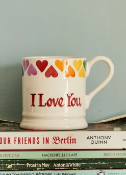 Personalised Rainbow Hearts 1/2 Pint Mug