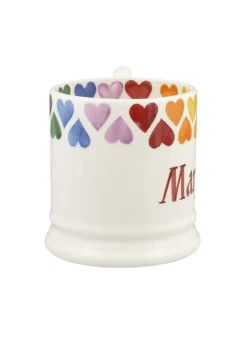 Personalised Rainbow Hearts 1/2 Pint Mug