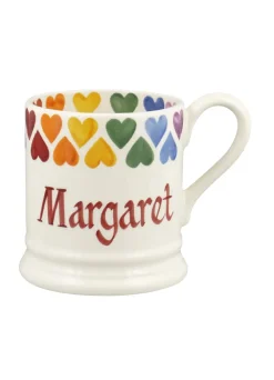 Personalised Rainbow Hearts 1/2 Pint Mug