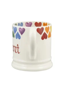 Personalised Rainbow Hearts 1/2 Pint Mug
